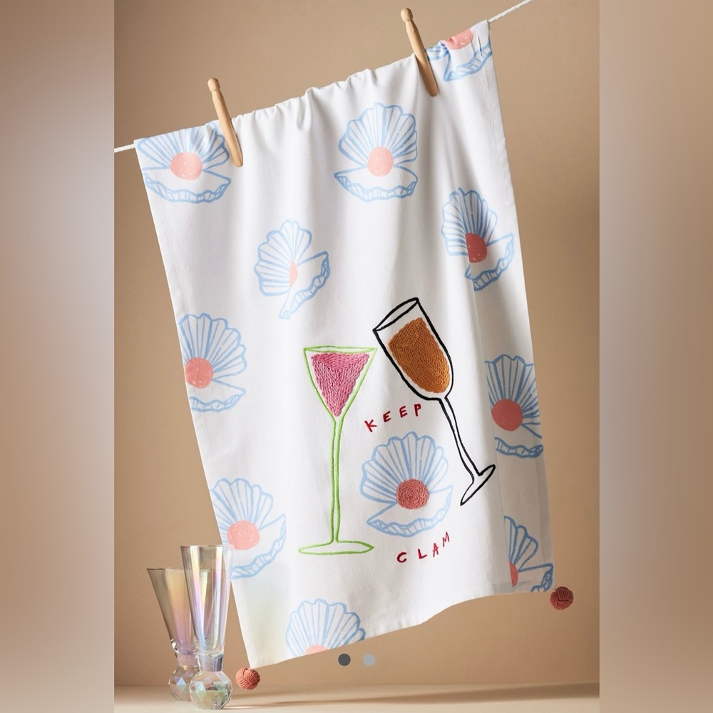 NWT Anthropologie Jordan Nickson Keep Clam Cotton Dish Towel.